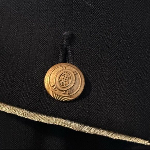 Vintage Y2K Cache Black Wide Leg Sailor Pants Gold Button Flare Size 6 - Picture 5 of 11